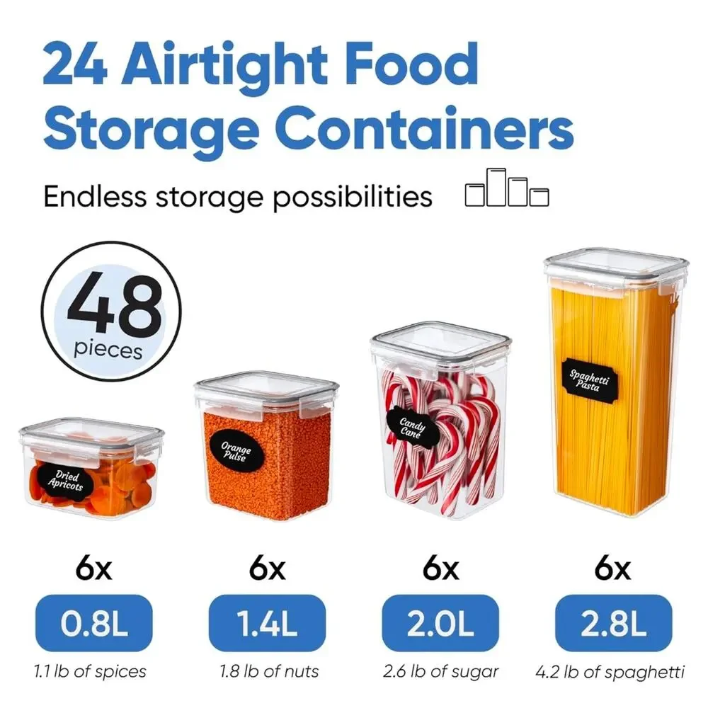 Six 1.4L Airtight Food Storage BPA Free Plastic Containers - Picture 2 of 7